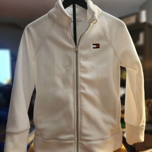 Tommy Hilfiger women's white fleece stand collar full-zip jacket. size Small